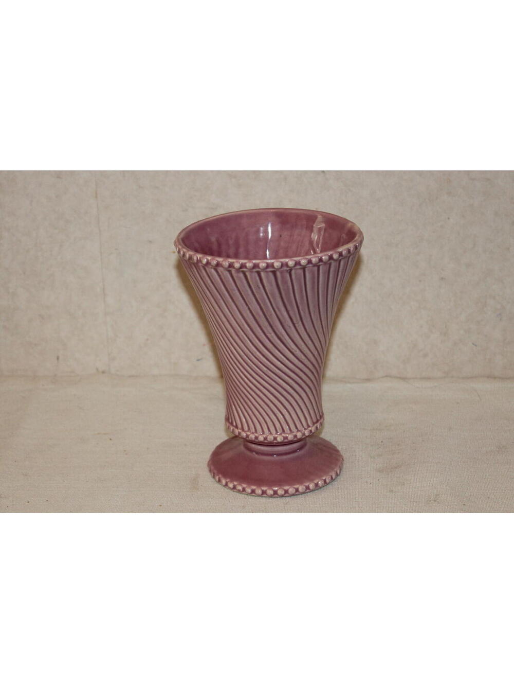 Vintage McCoy Pottery Pink Swirl Vase Pedestal Art Pottery USA